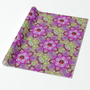 PAPIER CADEAU ÉTOILES DE FUCHSIA ROSE ABSTRAITES AVEC GEMS