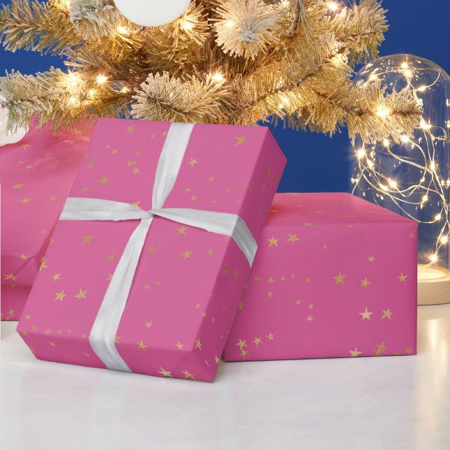 Papier Cadeau Étoiles de glam rose Girly (Vacances)