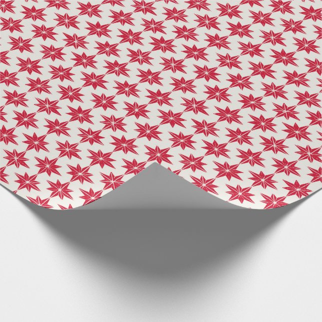 Papier Cadeau Étoiles de Noël rouges carrelées Noël moderne (Coin)