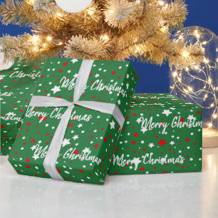 Papier Cadeau Étoiles De Noël Sur Vert