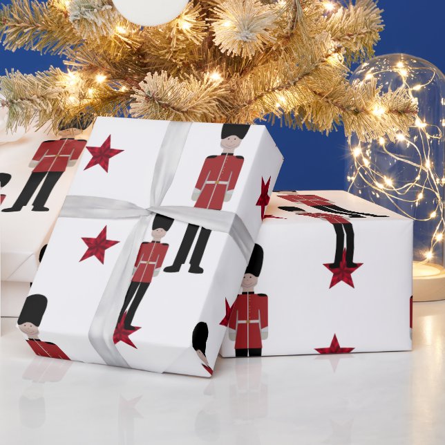 Papier Cadeau Étoiles de soldats britanniques de jouets de Noël (Vacances)