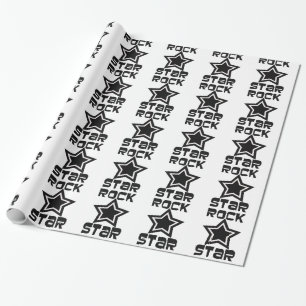 Papier Cadeau Étoiles de vedette du rock, noires et blanches,