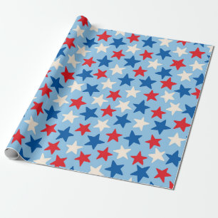 Papier Cadeau Étoiles dessinées à la main patriotiques