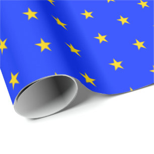 Papier Cadeau Étoiles d'excellence en or et bleu