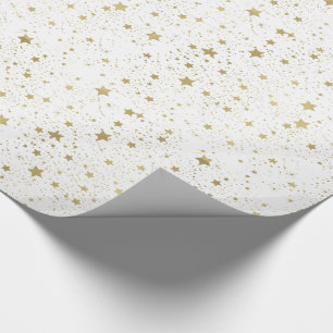 Papier Cadeau Étoiles dispersées d'or