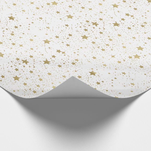 Papier Cadeau Étoiles dispersées d'or (Coin)