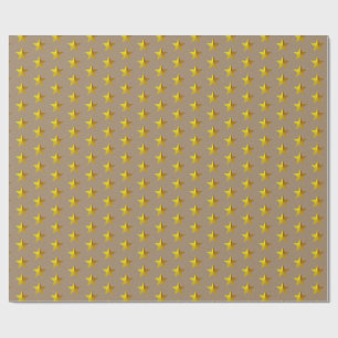 Papier Cadeau Étoiles d'or rustiques Kraft
