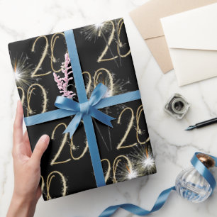 Papier Cadeau Étoiles dorées pour 20e anniversaire
