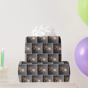 Papier Cadeau Étoiles dorées sur gris