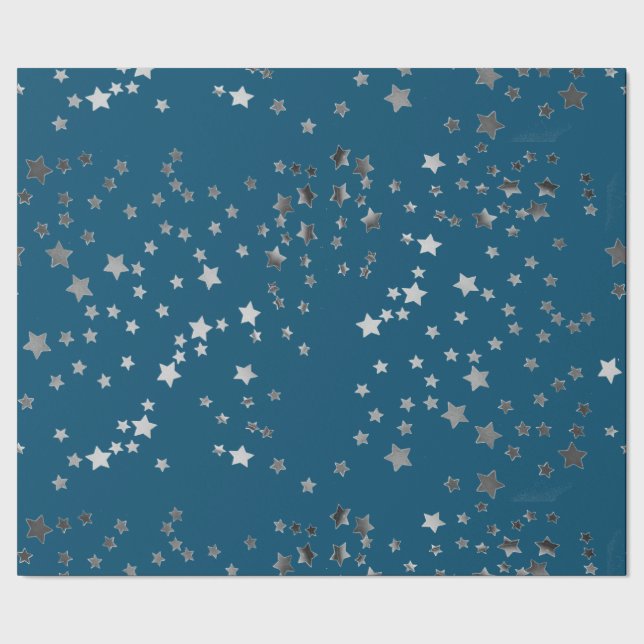 Papier Cadeau Étoiles éparses sur bleu (Couture)