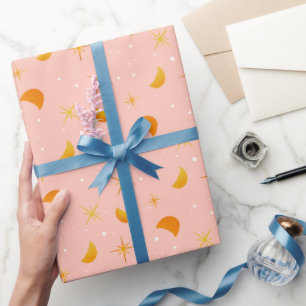 Papier Cadeau Étoiles et lunes magiques Jolly Rose doux