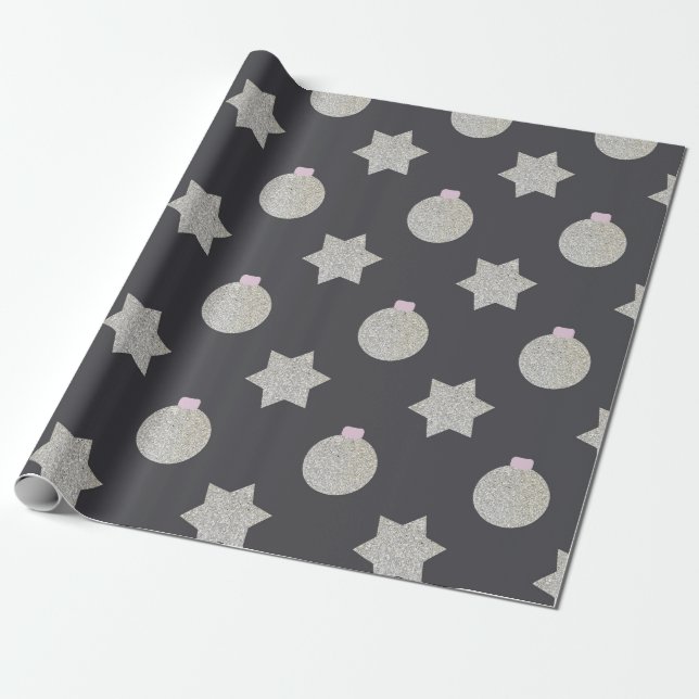Papier Cadeau Étoiles et ornements simples et élégants (Déroulé)
