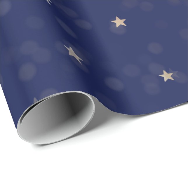Papier Cadeau Étoiles et points d'or sur papier d'enveloppement  (Coin rond)