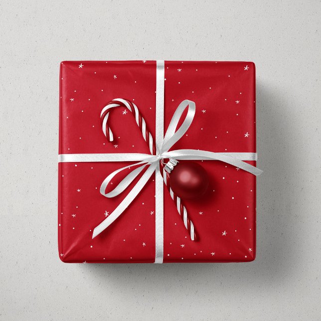 Papier Cadeau Étoiles et points rouge blanc mignon plaisir Noël (Créateur téléchargé)