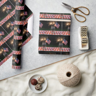 Papier Cadeau Étoiles filantes avec drapeau américain