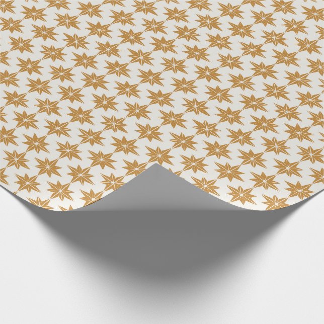 Papier Cadeau Etoiles géométriques jaunes dorés Noël minimal (Coin)