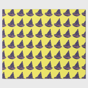 Papier Cadeau Étoiles Jaunes sur Assistant Violet Casquettes Hal