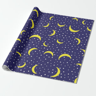 Papier Cadeau Étoiles Lumineuses & Quartier Jaune Ciel nocturne