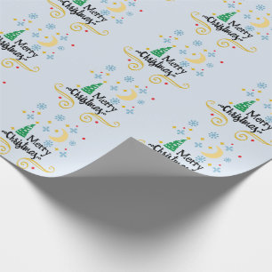 Papier Cadeau Étoiles, Lune, Snowflakes et Joyeux Noël, ZSSG