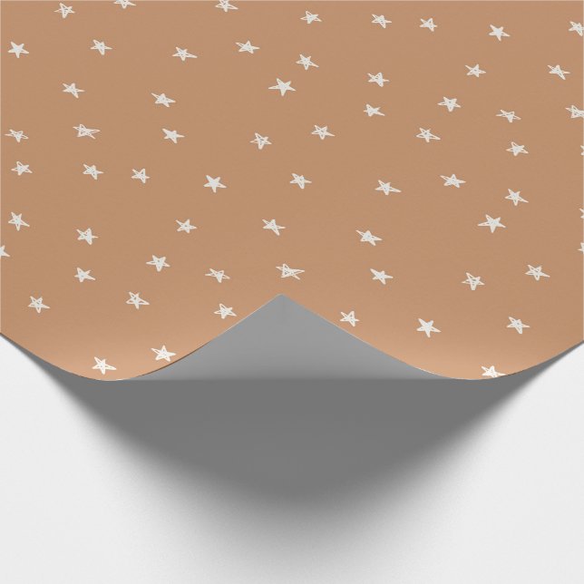 Papier Cadeau Étoiles modernes Enveloppement de Noël en Jaune do (Coin)