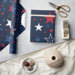 Papier Cadeau Étoiles patriotiques sur motif sans couture bleu m