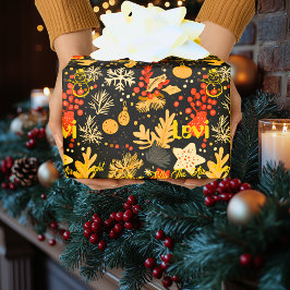 Papier Cadeau Étoiles personnalisées et ornements Noël