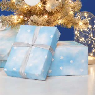 Papier Cadeau Etoiles personnalisées simples Aquarelle Sky