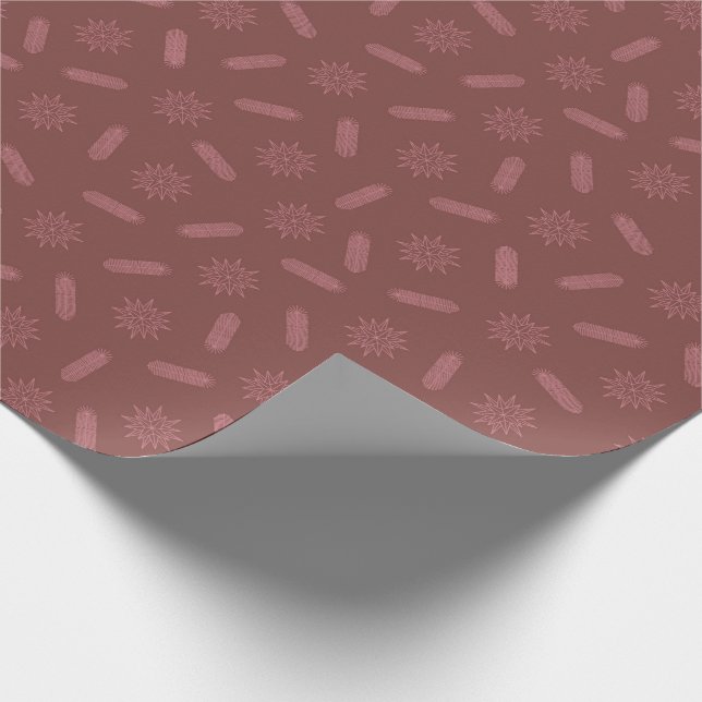 Papier Cadeau Étoiles roses antiques et Bruns d'arbre (Coin)