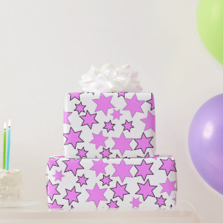 Papier Cadeau Étoiles roses brillantes aléatoires