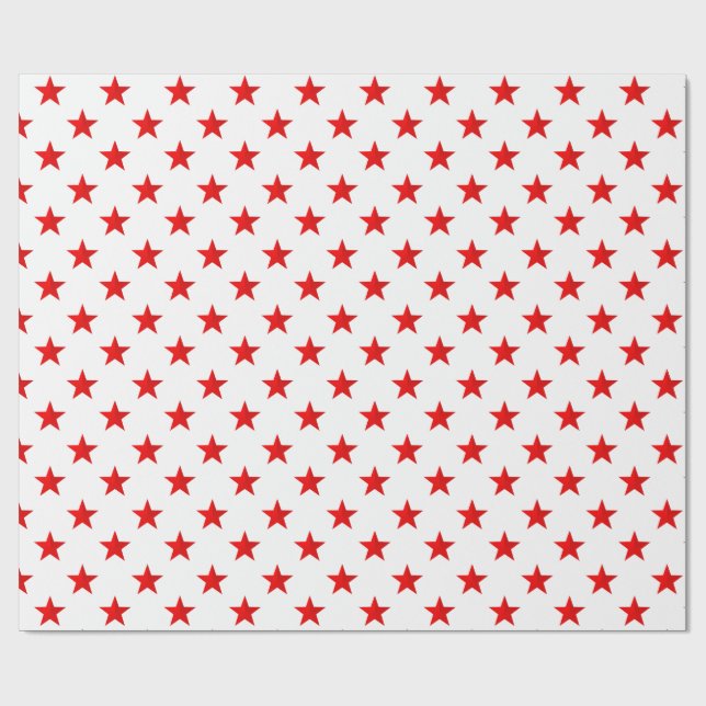Papier Cadeau Étoiles rouges brillantes blanches (Plat)
