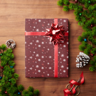 Papier Cadeau Étoiles rouges de Noël scintillantes