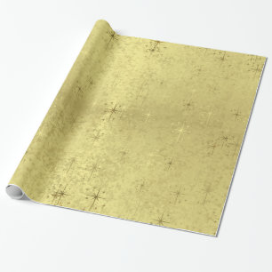 Papier Cadeau Étoiles texturisées d'or de Noël de vacances