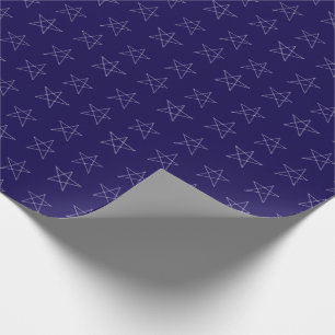 Papier Cadeau Etoiles Tirées main bleu personnalisé