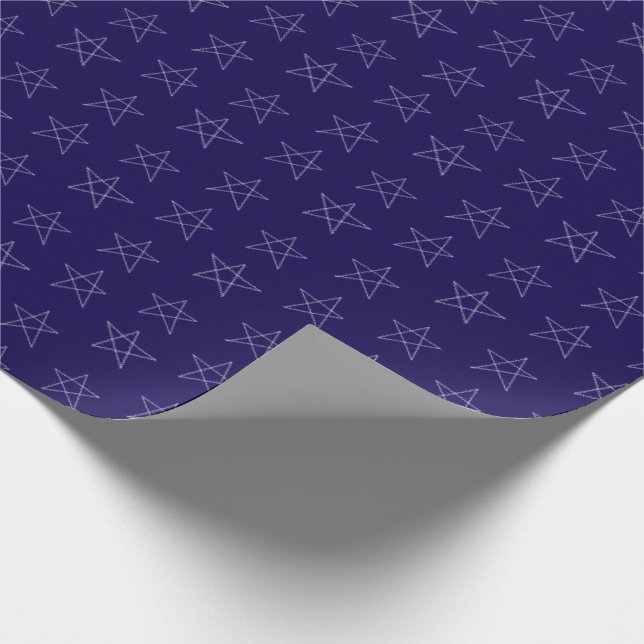 Papier Cadeau Etoiles Tirées main bleu personnalisé (Coin)
