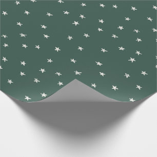 Papier Cadeau Étoiles vertes Moderne Enveloppement de Noël Min