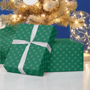 Papier Cadeau Étoiles vertes modernes et amusantes Noël