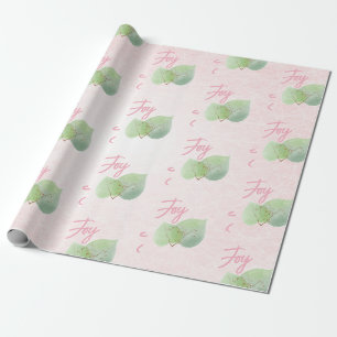 Papier Cadeau Eucalyptus rose et gris avec un libellé personnali