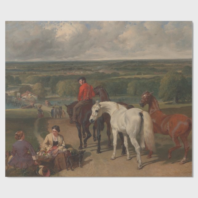 Papier Cadeau Exercice des chevaux royaux (art équin) (Plat)