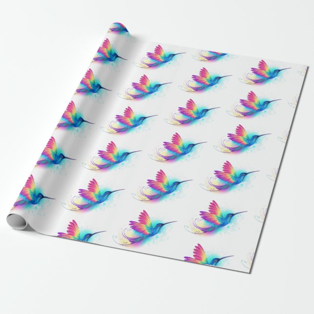 Papier Cadeau Exotic Rainbow Hummingbird (Déroulé)
