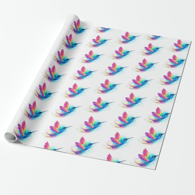 Papier Cadeau Exotic Rainbow Hummingbird (Déroulé)