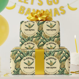 Papier Cadeau Exotic Yellow Go Bananes Joyeux Anniversaire Jungl