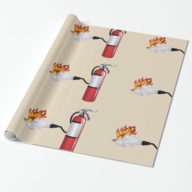 Papier Cadeau Extincteur éteignant l'emballage brillant du feu (Déroulé)