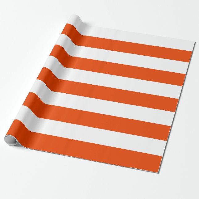 Papier Cadeau Extra Large Bright Orange and White Strips (Déroulé)