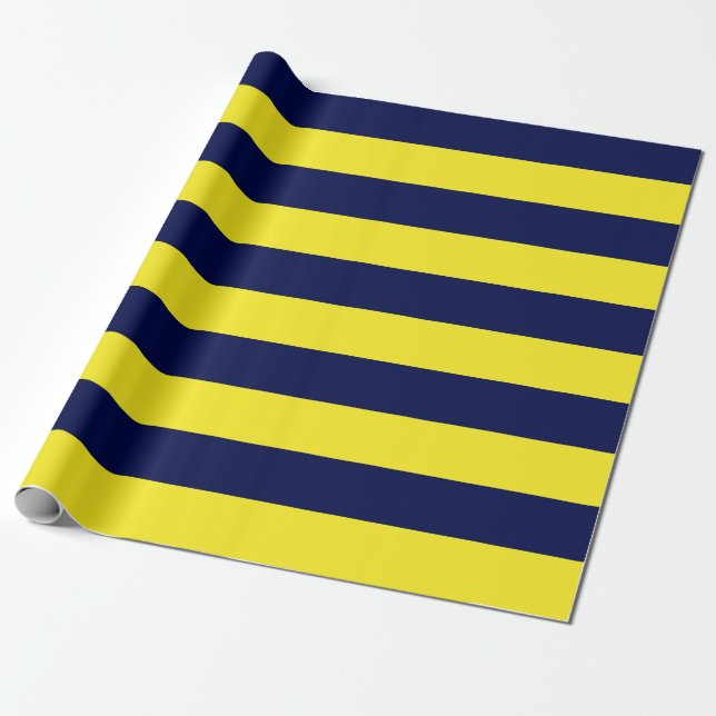 Papier Cadeau Extra Large Navy Bleu et Jaunes (Déroulé)