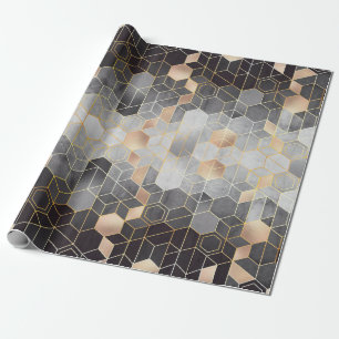 Papier Cadeau Extraction géométrique des hexagones sur un noir e