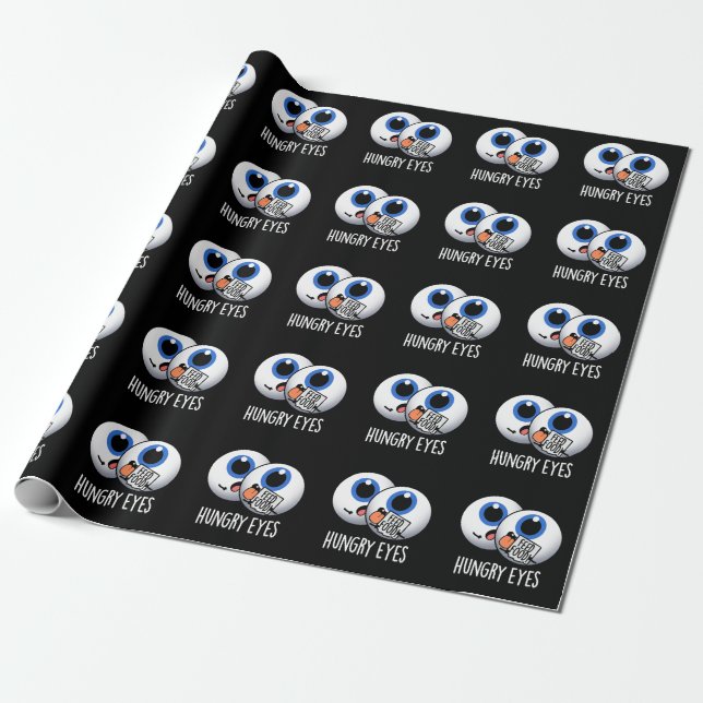 Papier Cadeau Eyes affamés drôle Eyeball jeu de jouet Dark BG (Déroulé)