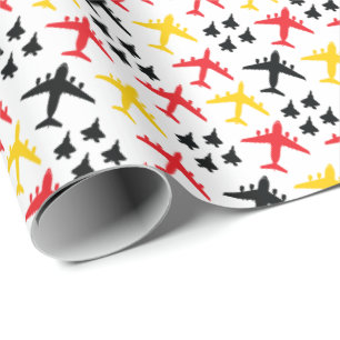 Papier Cadeau F22 C17 KC135 en rouge jaune et noir
