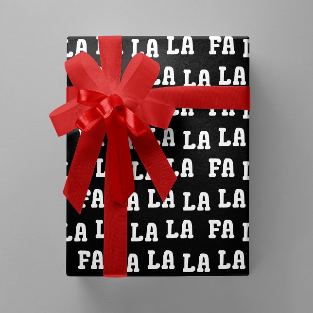 Papier Cadeau Fa La La La La Black & White Playful Christmas (Fa La La La La Black & White Playful Christmas Wrapping Paper)