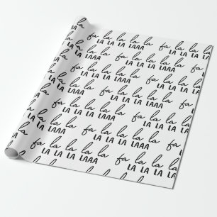 Papier Cadeau Fa Noir et Blanc moderne La La La Christmas