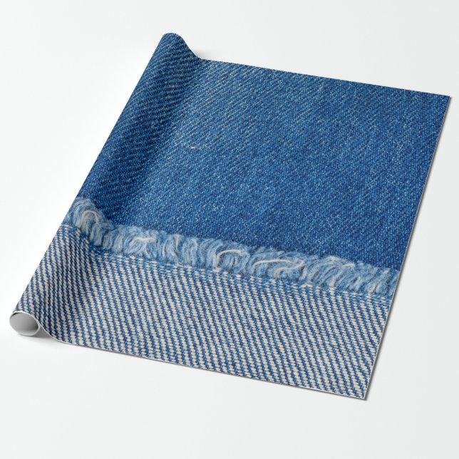 Papier Cadeau Fabric Blue Jeans Arrière - plan, texture Denim (Déroulé)